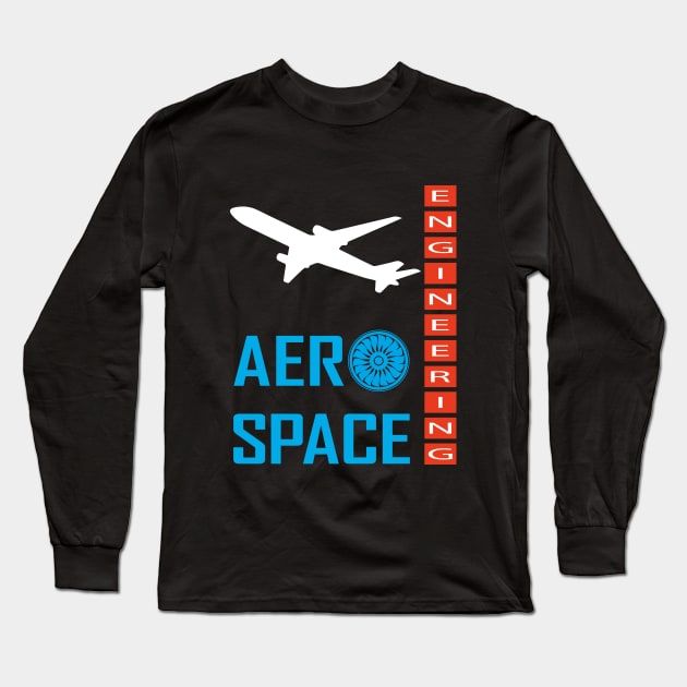 Aerospace engineering, aircraft engineer text, airplane picture Long Sleeve T-Shirt by PrisDesign99